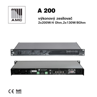 AMC profesionální výkonový zesilovač 2 x 200W - A 200